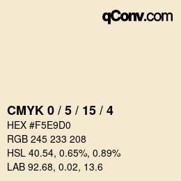 カラーコード: CMYK 0 / 5 / 15 / 4 | qconv.com