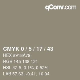 カラーコード: CMYK 0 / 5 / 17 / 43 | qconv.com
