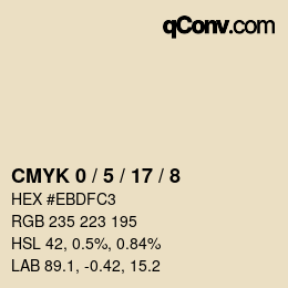 カラーコード: CMYK 0 / 5 / 17 / 8 | qconv.com