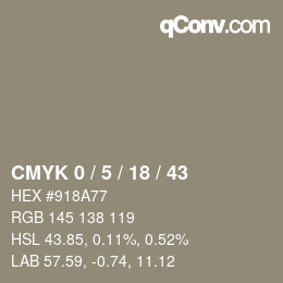 カラーコード: CMYK 0 / 5 / 18 / 43 | qconv.com