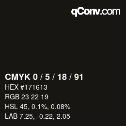 Color code: CMYK 0 / 5 / 18 / 91 | qconv.com