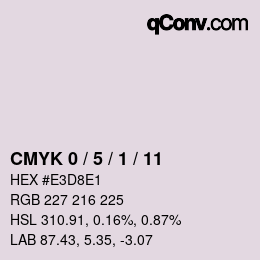 颜色代码: CMYK 0 / 5 / 1 / 11 | qconv.com
