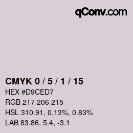 カラーコード: CMYK 0 / 5 / 1 / 15 | qconv.com