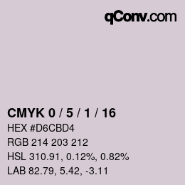 カラーコード: CMYK 0 / 5 / 1 / 16 | qconv.com
