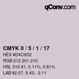 カラーコード: CMYK 0 / 5 / 1 / 17 | qconv.com