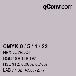 カラーコード: CMYK 0 / 5 / 1 / 22 | qconv.com