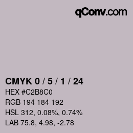 カラーコード: CMYK 0 / 5 / 1 / 24 | qconv.com