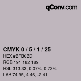 カラーコード: CMYK 0 / 5 / 1 / 25 | qconv.com