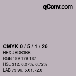 カラーコード: CMYK 0 / 5 / 1 / 26 | qconv.com