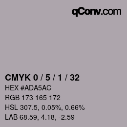 カラーコード: CMYK 0 / 5 / 1 / 32 | qconv.com