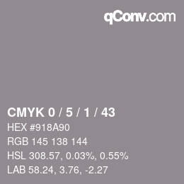 Color code: CMYK 0 / 5 / 1 / 43 | qconv.com