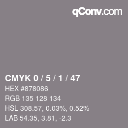 Color code: CMYK 0 / 5 / 1 / 47 | qconv.com