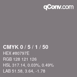 Farbcode: CMYK 0 / 5 / 1 / 50 | qconv.com