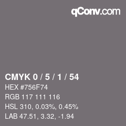 カラーコード: CMYK 0 / 5 / 1 / 54 | qconv.com