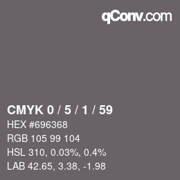 颜色代码: CMYK 0 / 5 / 1 / 59 | qconv.com