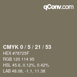颜色代码: CMYK 0 / 5 / 21 / 53 | qconv.com
