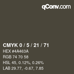 Color code: CMYK 0 / 5 / 21 / 71 | qconv.com