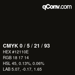 カラーコード: CMYK 0 / 5 / 21 / 93 | qconv.com
