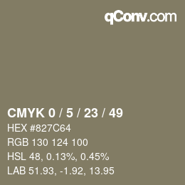 カラーコード: CMYK 0 / 5 / 23 / 49 | qconv.com