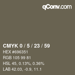 カラーコード: CMYK 0 / 5 / 23 / 59 | qconv.com