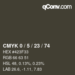 カラーコード: CMYK 0 / 5 / 23 / 74 | qconv.com