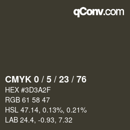 Color code: CMYK 0 / 5 / 23 / 76 | qconv.com