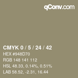 カラーコード: CMYK 0 / 5 / 24 / 42 | qconv.com