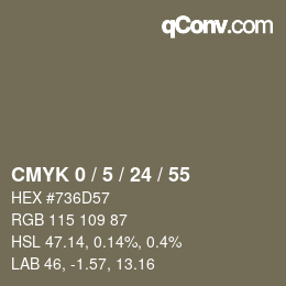 カラーコード: CMYK 0 / 5 / 24 / 55 | qconv.com