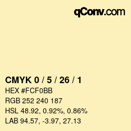 カラーコード: CMYK 0 / 5 / 26 / 1 | qconv.com