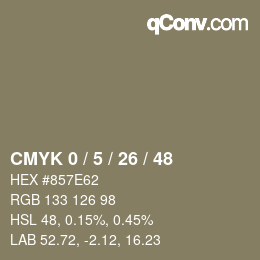 カラーコード: CMYK 0 / 5 / 26 / 48 | qconv.com