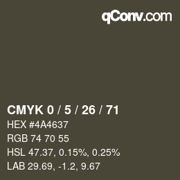 カラーコード: CMYK 0 / 5 / 26 / 71 | qconv.com