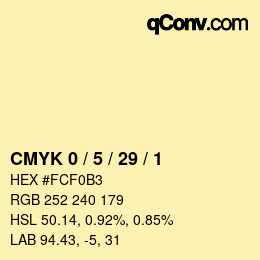 Color code: CMYK 0 / 5 / 29 / 1 | qconv.com