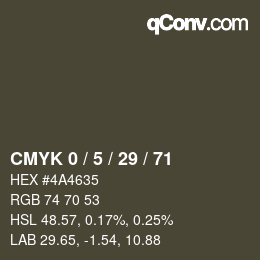 Color code: CMYK 0 / 5 / 29 / 71 | qconv.com