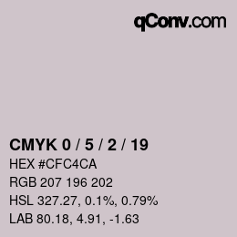 カラーコード: CMYK 0 / 5 / 2 / 19 | qconv.com