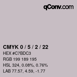 カラーコード: CMYK 0 / 5 / 2 / 22 | qconv.com