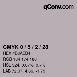 カラーコード: CMYK 0 / 5 / 2 / 28 | qconv.com