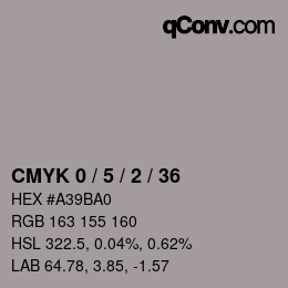 カラーコード: CMYK 0 / 5 / 2 / 36 | qconv.com