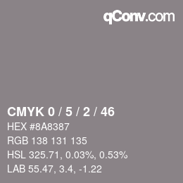 Color code: CMYK 0 / 5 / 2 / 46 | qconv.com