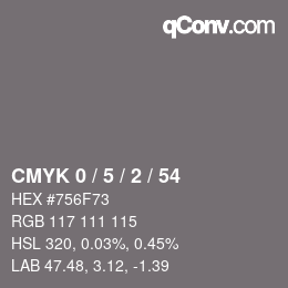 カラーコード: CMYK 0 / 5 / 2 / 54 | qconv.com