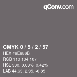Farbcode: CMYK 0 / 5 / 2 / 57 | qconv.com