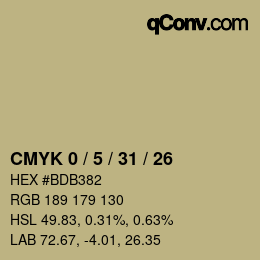 カラーコード: CMYK 0 / 5 / 31 / 26 | qconv.com