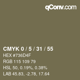 Código de color: CMYK 0 / 5 / 31 / 55 | qconv.com