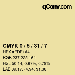 カラーコード: CMYK 0 / 5 / 31 / 7 | qconv.com