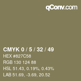 カラーコード: CMYK 0 / 5 / 32 / 49 | qconv.com