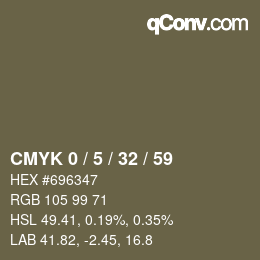 カラーコード: CMYK 0 / 5 / 32 / 59 | qconv.com