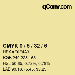 カラーコード: CMYK 0 / 5 / 32 / 6 | qconv.com