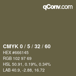 カラーコード: CMYK 0 / 5 / 32 / 60 | qconv.com