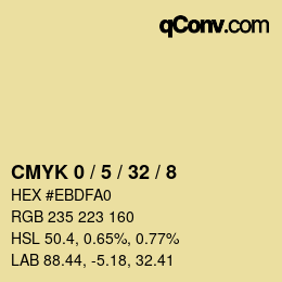 Farbcode: CMYK 0 / 5 / 32 / 8 | qconv.com