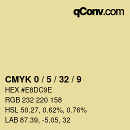 Farbcode: CMYK 0 / 5 / 32 / 9 | qconv.com