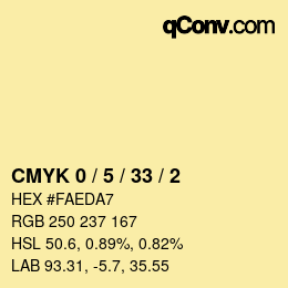 カラーコード: CMYK 0 / 5 / 33 / 2 | qconv.com